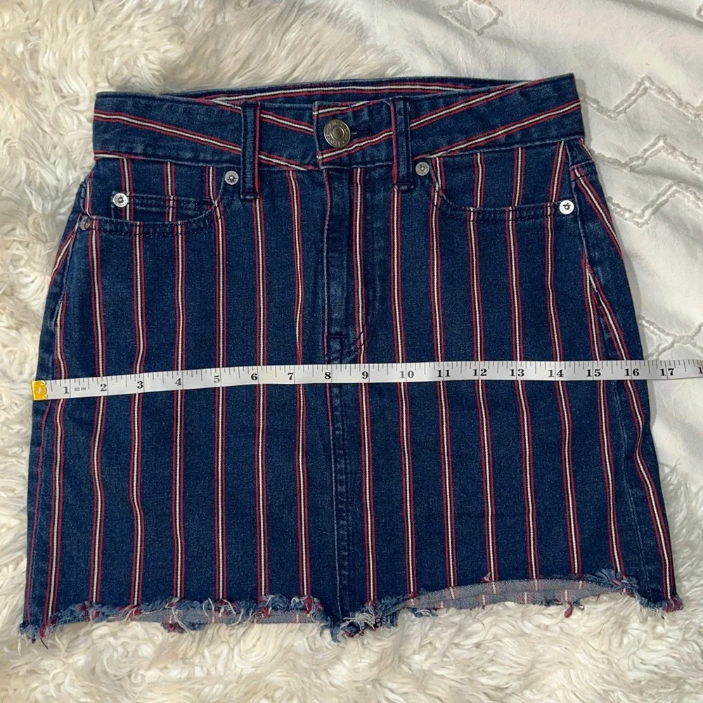American Eagle | Super Stretch High Rise Striped Denim Mini Skirt